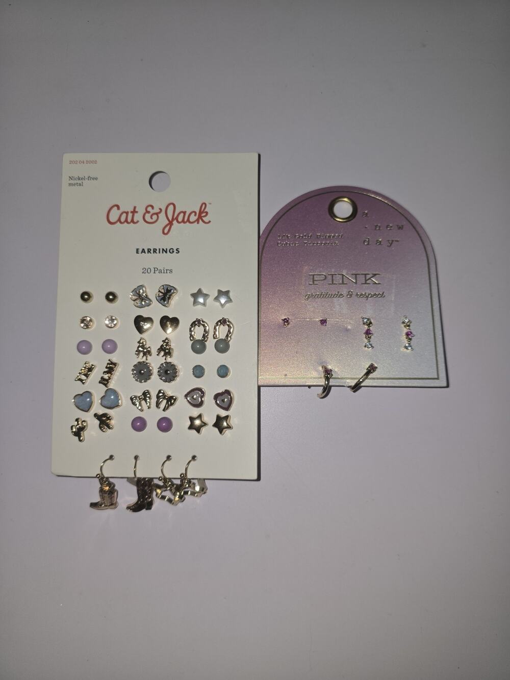 Cat & Jack Earrings Nickel Free 14k Gold Dipped Earring Bundle